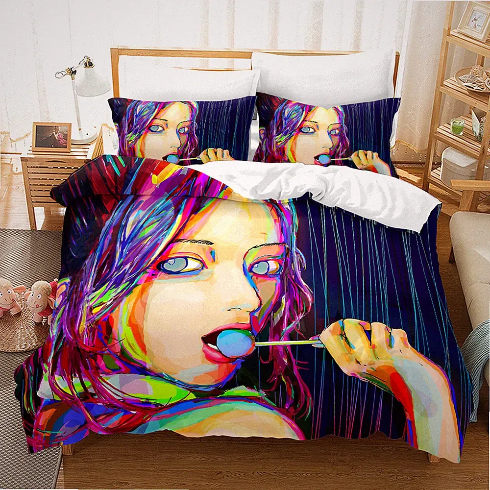 3D Beauty Line Lollipop Abstract Art Quilt Cover Set Bedding Sets Pillowcases