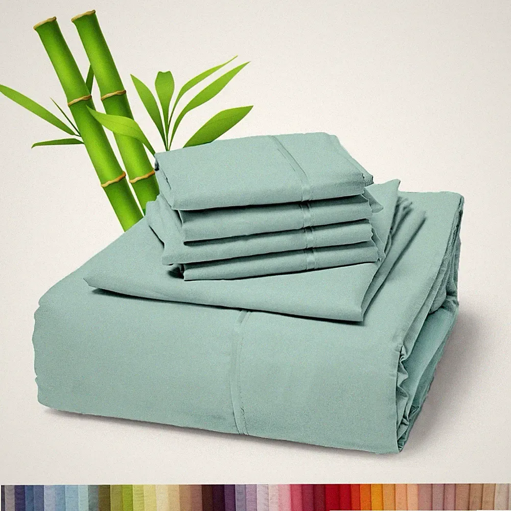 6 Piece Premium Bamboo Sheet Set, Deep Pockets, 50 Colors, 2200 Count, Soft