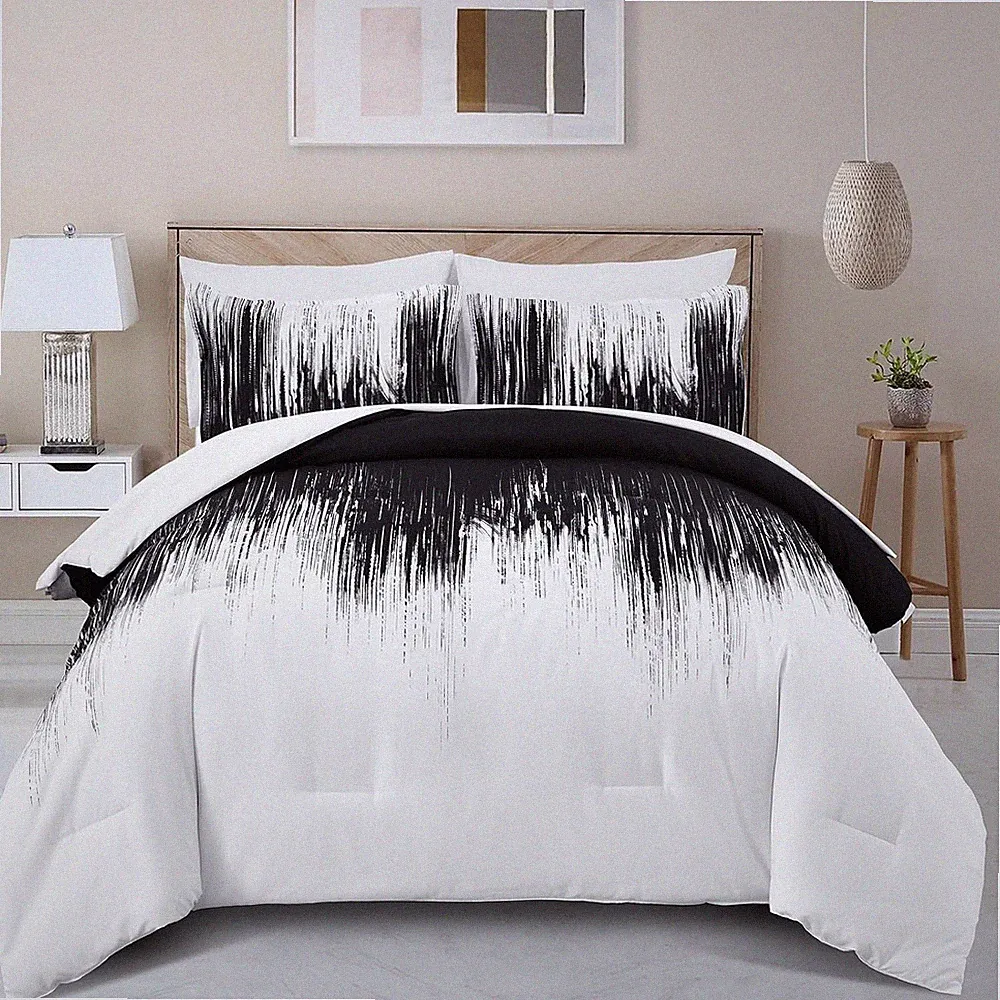 Abstract Ombre Brushstroke Comforter Set Bedding Twin Full Queen King Cal King
