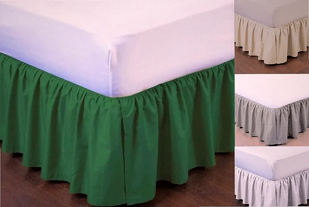 PLEATED Dust Ruffle Bed Skirt Bedding Bed Dressing Easy Fit Open Corners 14"Drop