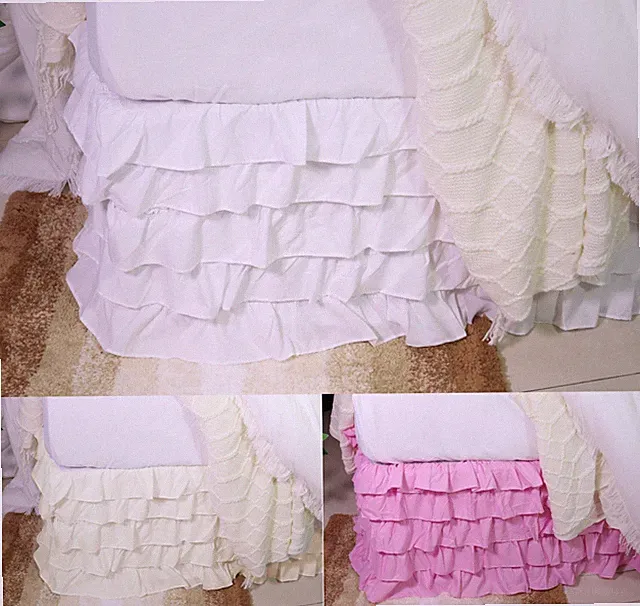 Pleated Ruffle Bed Skirt - Solid Color - Dust Ruffle All Sizes - 3 Colors - NEW